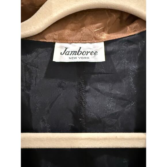 80s-90s Vintage Jamboree New York Windbreaker Black Brown White Dolman Jacket - Picture 4 of 5